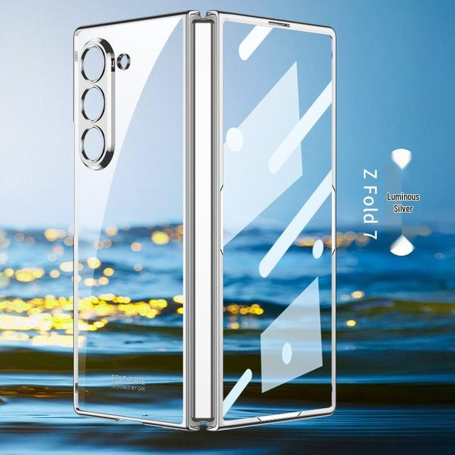 Samsung Z Fold 7 Transparente Galvanisierte Handyhülle mit Integriertem FaltDesign und Sturzschutz - Bild 1