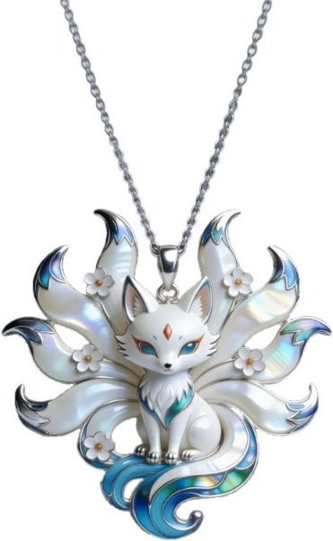 PKFC Anhänger Neun-Schwänziger Fuchs Emaille, Silber, Unisex - Bild 1