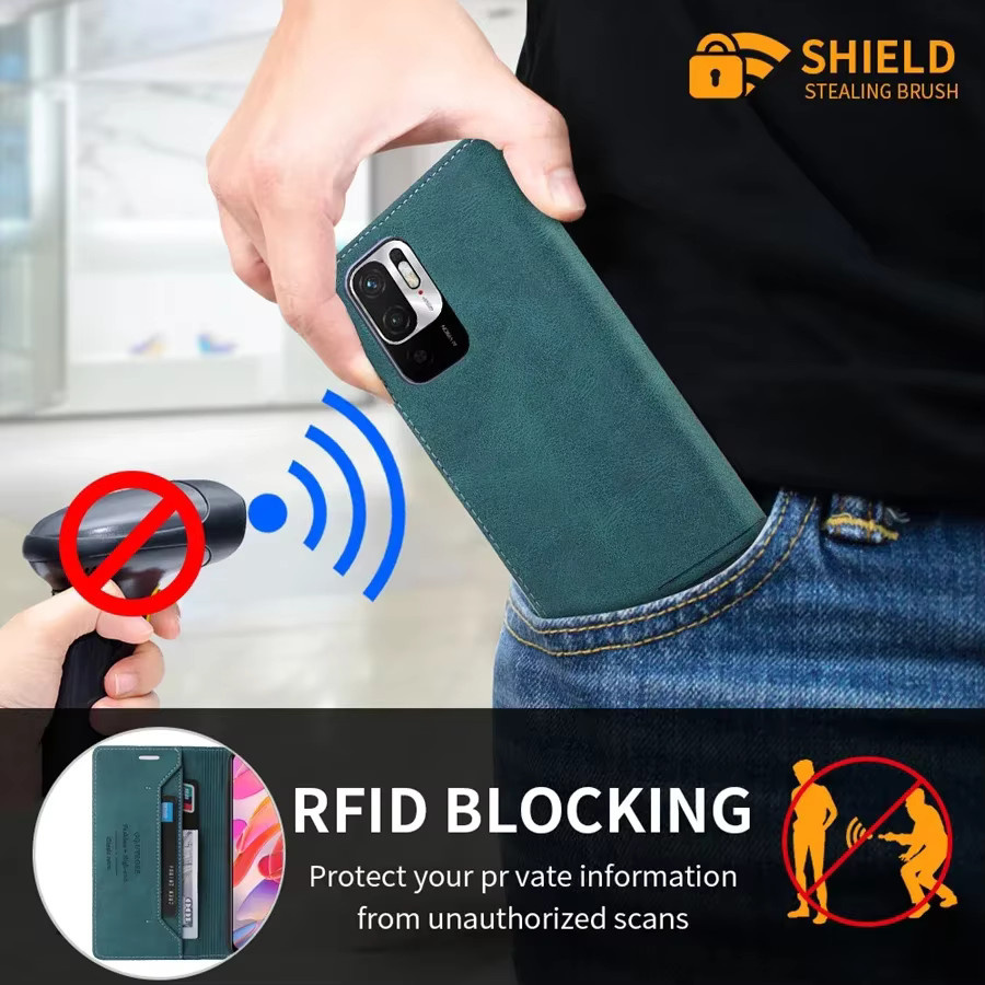 Magnetische Flip Leder-Brieftasche für Xiaomi Poco Redmi in Rot - Bild 6