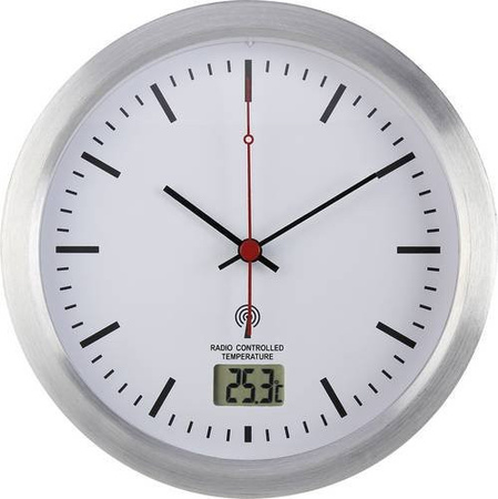 Renkforce E1003R Funk Wanduhr in Silber, analog und modern, geeignet für Badezimmer und Feuchträume, Durchmesser: 17 cm