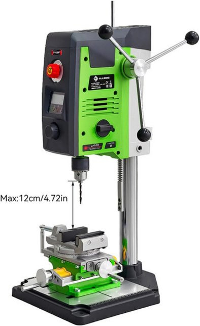 Allsome Tischbohrmaschine BG-518801+BG-6369 mit 6-Gang, 800 W und 2-in-1-Fräsbohr-Präzisions-Schraubstock-Kombinationsset, Grün - Bild 1
