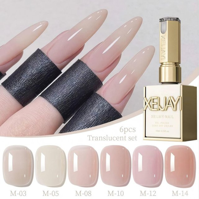 XEIJAYI Nude Gellack Set, 6-teilig, glänzend - Bild 1