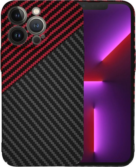 Techsuit Carbonite FiberShell Schutzhülle für Apple iPhone 13 Pro in Schwarz Rot - Bild 1