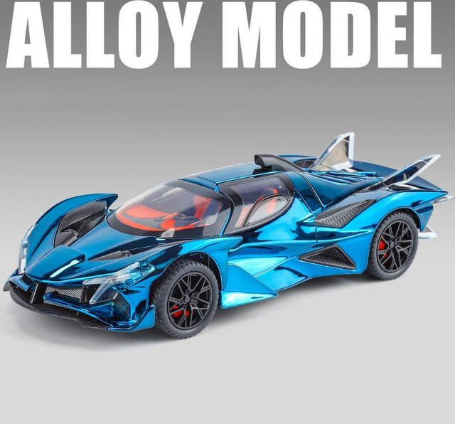 Linyi Toy Car Apollo Projekt Evo Sportwagen Modell, 1:24, Metall, mit Licht und Sound, grau, ab 4 Jahren - Bild 1