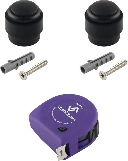 vasalat Set Gummistopper für Boden und Wand zum Schrauben, Schwarz matt, Durchmesser: 35 mm, Höhe: 32 mm - Bild 1