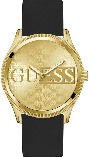 Guess Herrenuhr Reputation, Quarz, Edelstahl, Gold, 44 mm, Silikon - Bild 1