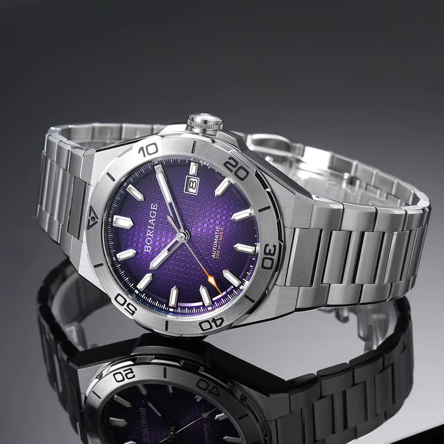 BORIAGE Herren Armbanduhr, Automatik, Edelstahl, Blau, 20 ATM - Bild 2