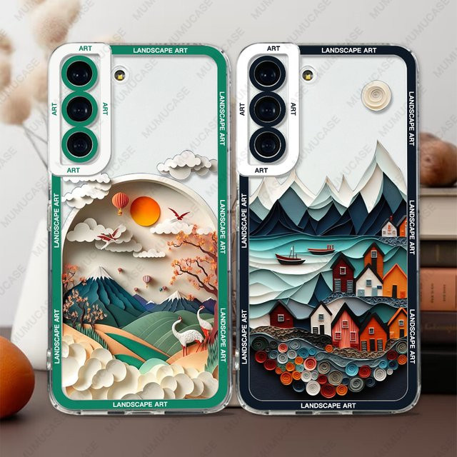 Soft Cover Handyhülle mit Landschaftskunst für Samsung Galaxy S25 S24 S23 S22 S21 S20 Ultra A54 5G A22 in Multicolour - Bild 1