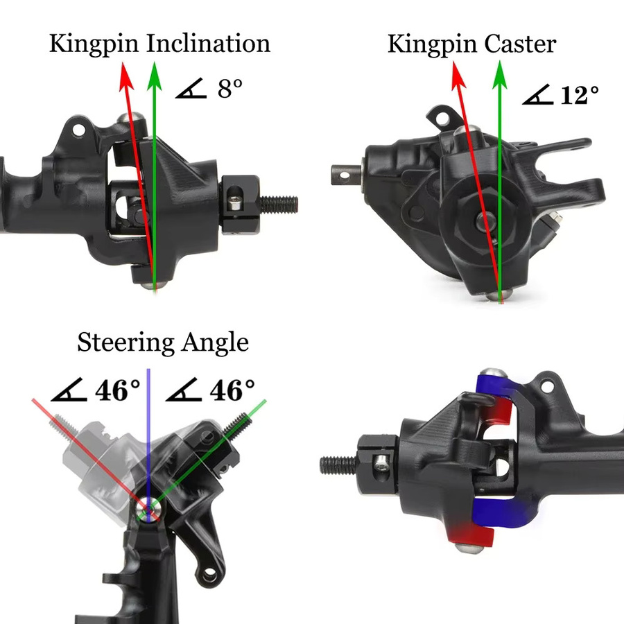 Fimonda Integrierte CNC-Aluminium-Vorder- und Hinterachse, Zubehör, Schwarz - Bild 2