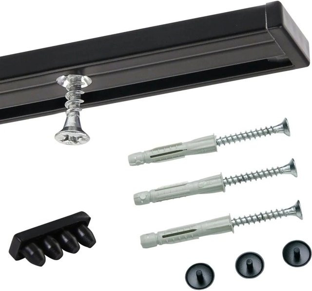 Deco-Raum Gardinenschiene nach Maß für die Deckenmontage, 1-Lauf, gerade, Schwarz, Länge: 480 cm - Bild 1