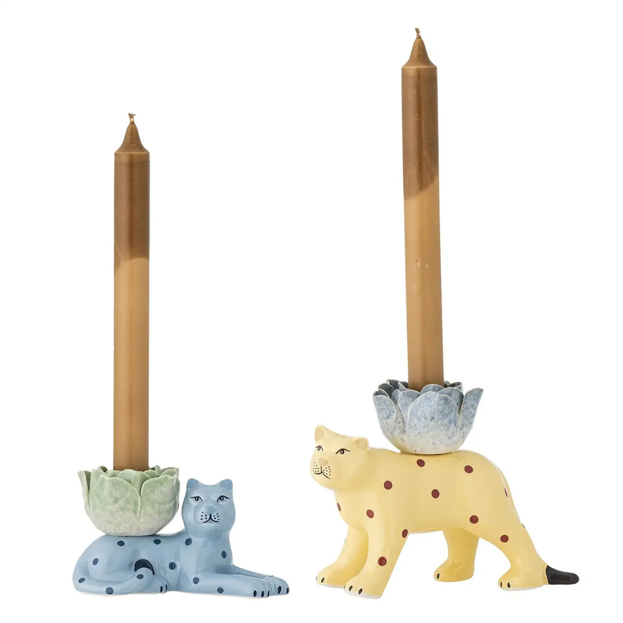 Bloomingville Kerzenhalter Rory aus Steingut in Blau, Set von 2 Stück - Bild 1