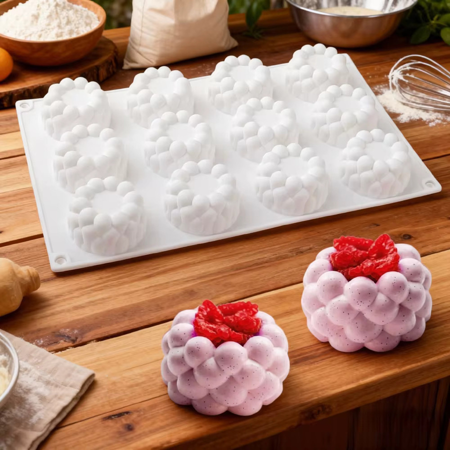Meibum Silikonform mit 12 Mulden in Form von Blasenwolken für Mousse, Kuchen, Schokolade und Desserts, Weiß - Bild 3
