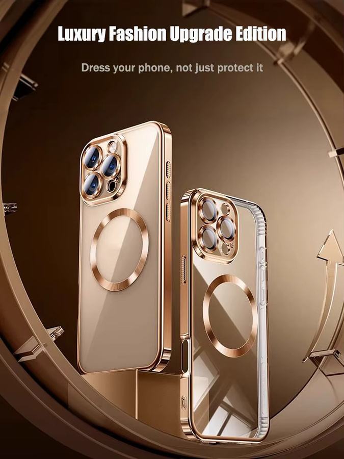 VOUVI Stoßfeste Handyhülle mit Galvanisierung und magnetischem kabellosem Ladedesign für iPhone, Farbe: Silber - Bild 4