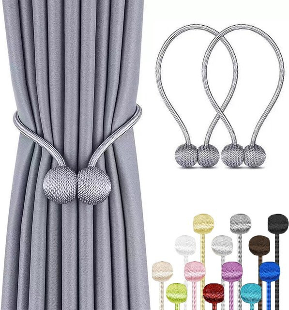 2er-Set magnetische Vorhanghalter in Weiß für Wohnzimmer und Schlafzimmer - Bild 1