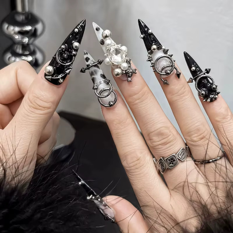HNKMP Nail Art Charms, Metallic, 3D Gitter Punk Nagelschmuck - Bild 2
