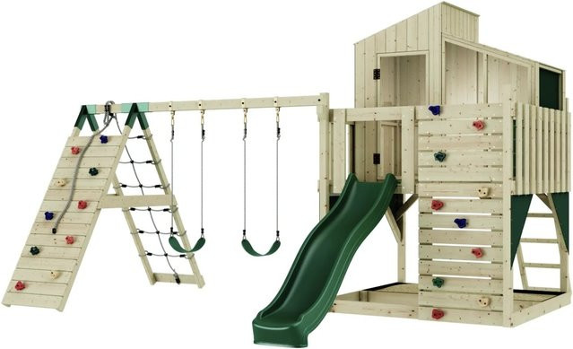 OutdoorToys Spielturm Finn mit Kinderschaukel in Dunkelgrün - Bild 1