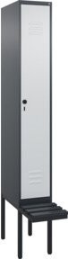 C+P Spind Classic PLUS Garderobenschrank mit Sitzbank, 1 Abteil, Schwarzgrau, B/T/H: 212,0 x 30,0 x 81,5 cm - Bild 1
