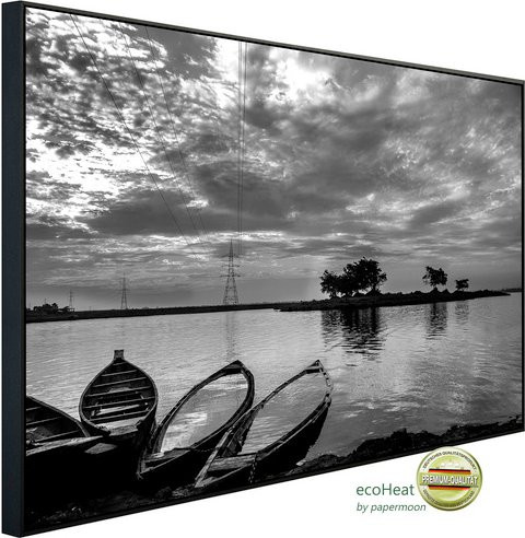 papermoon EcoHeat Infrarotheizung Boote im Wasser Schwarz Weiss Multicolour mit App-Steuerung und Überhitzungsschutz - Bild 1