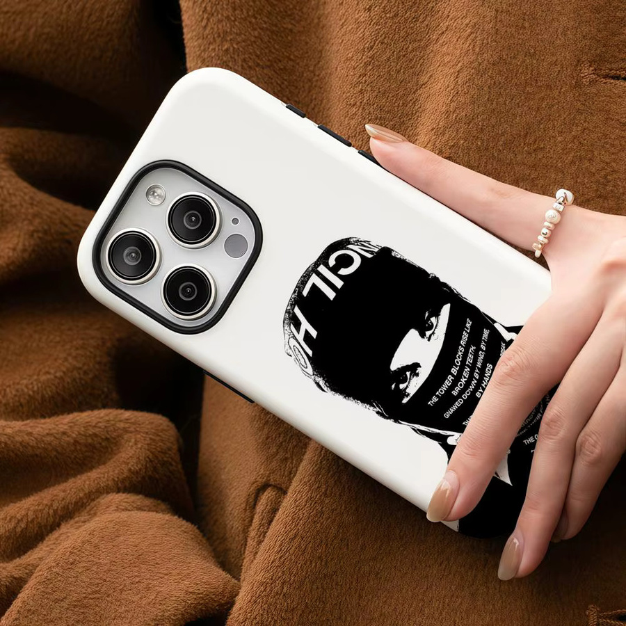 E-EsDeeKid Rebel Handyhülle für iPhone 17 16 15 14 13 12 Pro Max Plus, glänzende HD-Doppelschicht-Flüssigkeitshartschale in Weiß - Bild 5