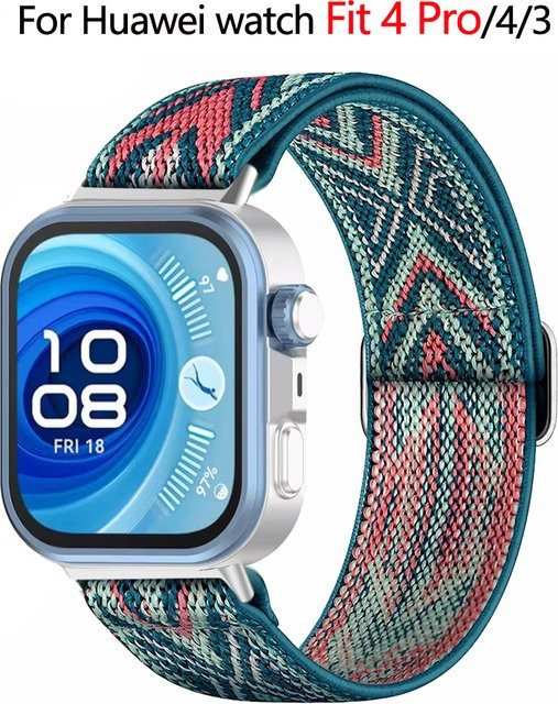 I LOVE LUO Uhrenarmband Nylon, Bunt, Huawei Watch Fit 3, 4 Pro - Bild 1