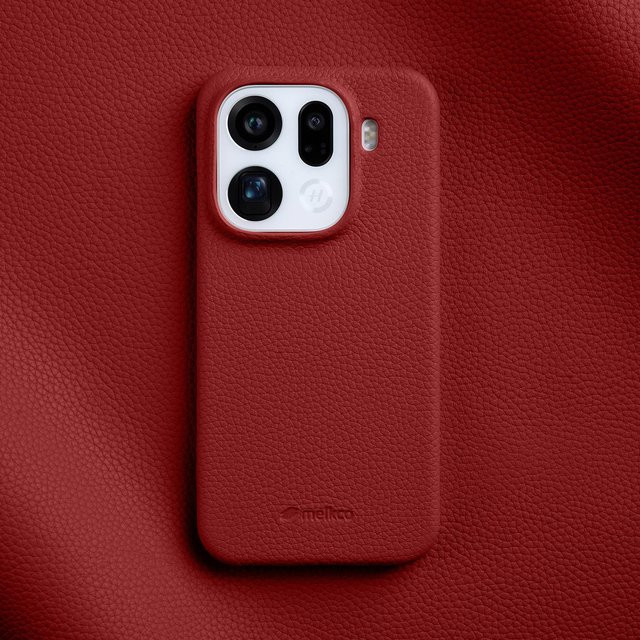 Melkco Oberlederschale aus echtem Rindsleder für Oppo Find X9 Ultra, Oppo Find X9Pro, Oppo Find X8 Pro und Oppo Find X8S Plus inklusive Objektivrahmenabdeckung in Rot - Bild 1