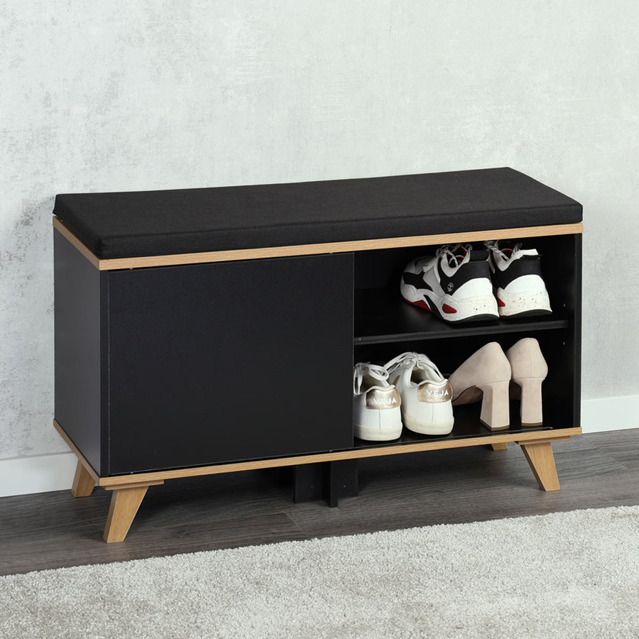 Kesper Schuhschrank mit Sitzkissen in Schwarz für Flur und Eingangsbereich B/H/T: 30 x 48 x 77 cm - Bild 3