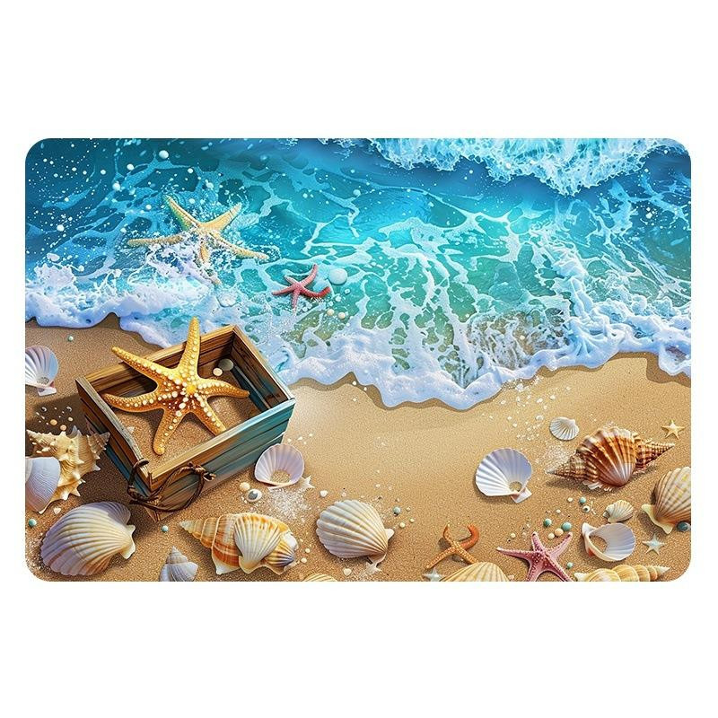 Yiran Furniture Badezimmer-Bodenmatte aus Diatomeenerde mit Fisch-Motiv, rutschfest und schnelltrocknend, B/T: 40 x 60 cm, Marineblau - Bild 2