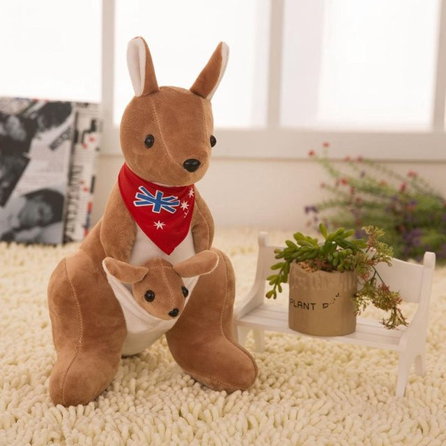 Kidsly Australisches Känguru-Plüschtier, Känguru-Mutter mit Baby, 28cm - Bild 1