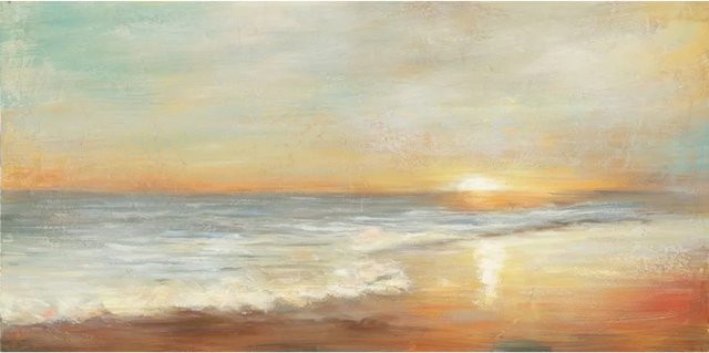 Art Universe Leinwandbild Sonnenuntergang am Meer in Blau und Multicolour, Breite: 70 cm, Höhe: 140 cm - Bild 1