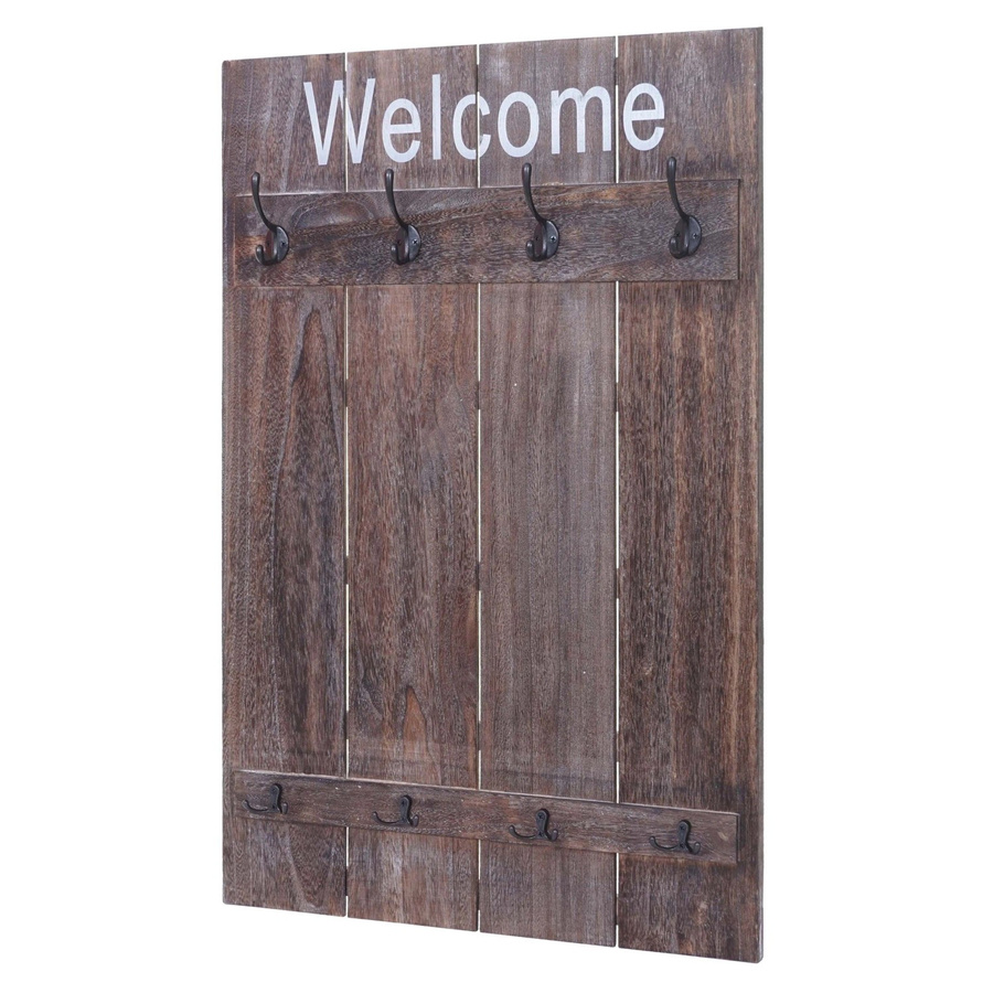 Wandgarderobe MCW Welcome C89 aus Paulowniaholz im Shabby-Look, Farbe: Braun, Breite: 91 cm, Höhe: 60 cm - Bild 3
