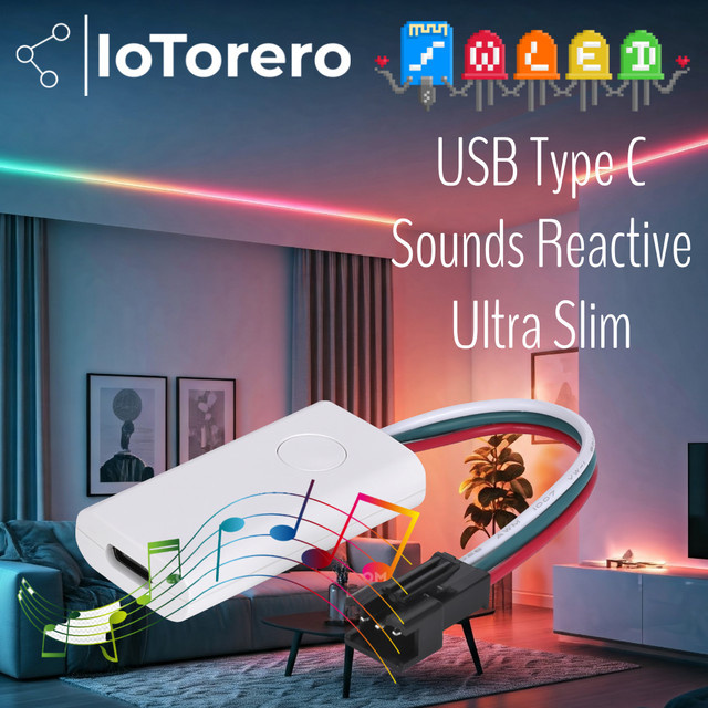 IoTorero RGBIC LED Strip Controller, tragbarer USB Typ C Controller mit WiFi für Home Assistant, Farbe Weiß - Bild 1