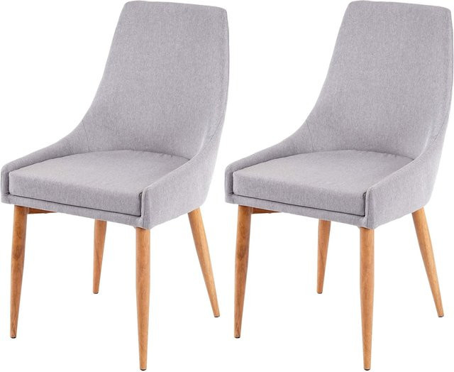 2er-Set Esszimmerstühle MCW B44 II im Retro Design aus Stoff in Grau, B/T/H: 48 x 50 x 89 cm - Bild 1