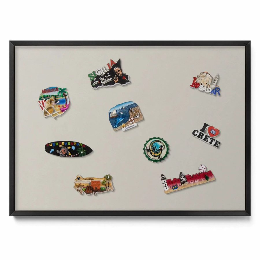 Tulup Magnettafel aus Metall mit schwarzem Rahmen, Cremefarben, Dekorativ Bedruckt, B: 70 cm, H: 50 cm - Bild 2