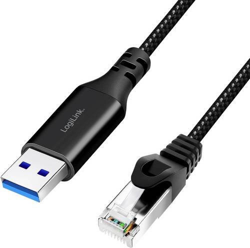 LogiLink USB 3.2 Gen 1 auf RJ45 Ethernet Adapterkabel in Schwarz, Länge: 1.50 m - Bild 1