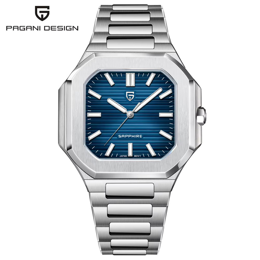 Pagani Design Armbanduhr, Quarz, Edelstahl, Eckiges Zifferblatt, Herren - Bild 7