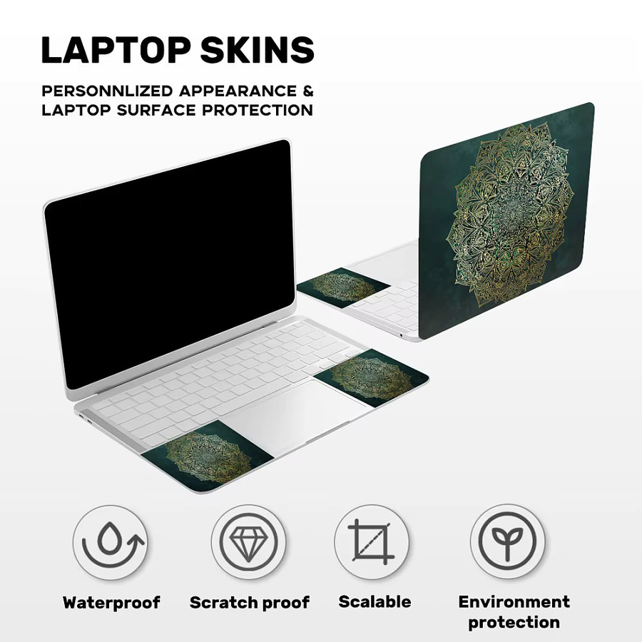 3er-Set PVC-Laptop-Aufkleber mit Blumenmuster, B/H: 9 x 12 cm bis 27 x 38 cm - Bild 4