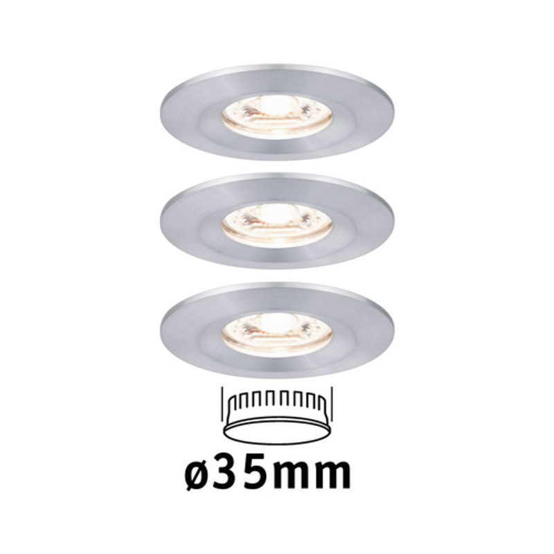Paulmann Nova mini LED-Einbauleuchte 3er Set, Silber, Warmweiß, IP44, Aluminium - Bild 4