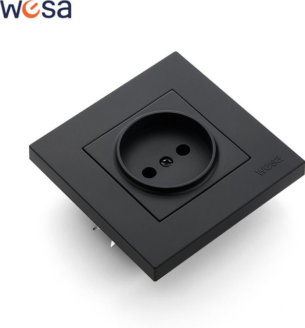 WESA Steckdose Schwarz, flammhemmende Unterputz-Wechselstromsteckdose aus lackiertem Kunststoff, 250 V, EU-Standard - Bild 1