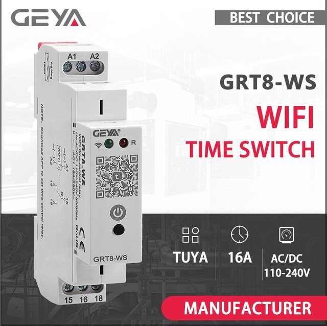GEYA GRT8-WS Tuya WiFi Zeitsteuerungsschalter Smart Home Zeitrelais in Weiß, 16A AC/DC 110-240V - Bild 1