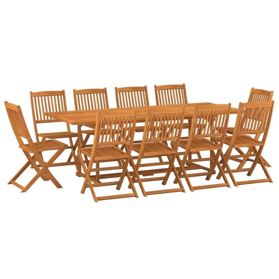 vidaXL 11-teilige Garten-Essgruppe aus Akazien-Massivholz in Braun, B/T/H: 220 x 90 x 75 cm - Bild 2