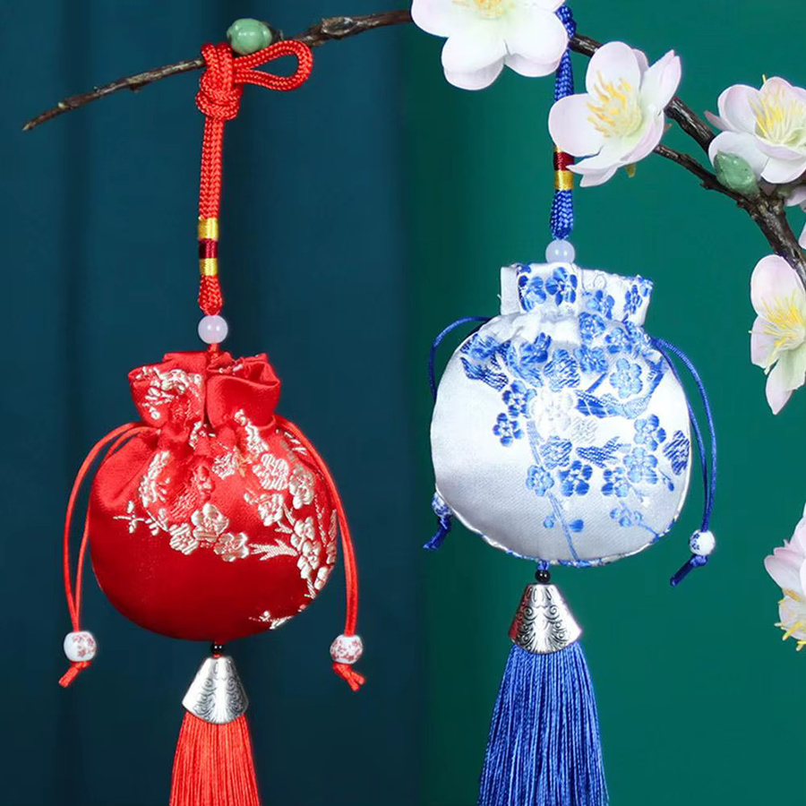 Eelhoe Chinesisches Stickerei Sachet im antiken Stil mit floralem Muster, Farbe: Pink/Spring - Bild 3