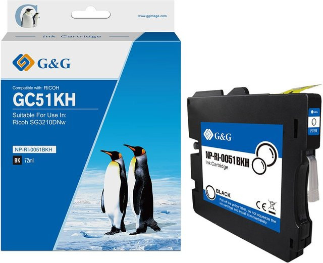 G&G Tintenpatrone kompatibel mit Ricoh GC51KH in Schwarz - Bild 1