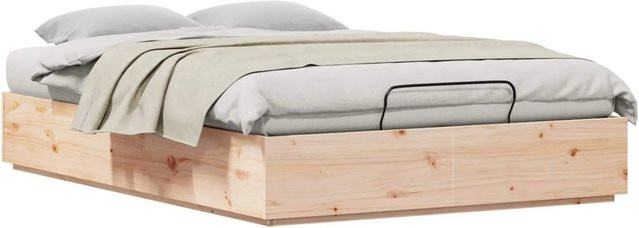vidaXL Ottoman Bettgestell aus massivem Kiefernholz in Natur mit Lift-up-Funktion B/T/H: 140 x 190 cm - Bild 1