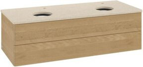 V&B Waschtischunterschrank Antao mit Beleuchtung, Farbe Eiche Honig Braun, B/T/H: 120 x 50 x 50 cm - Bild 1