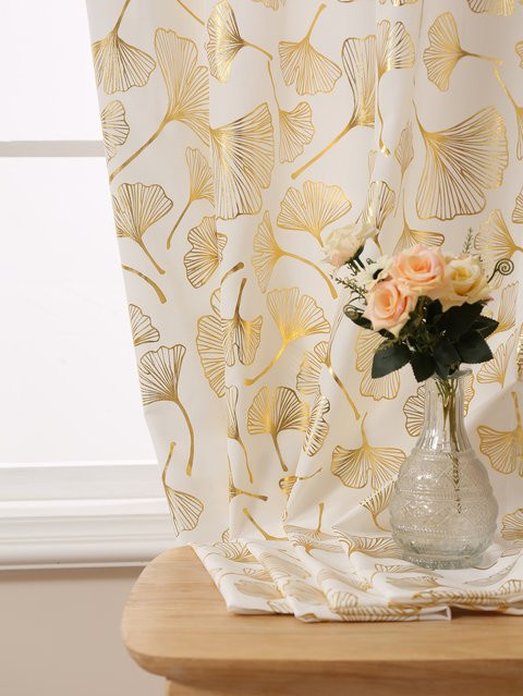 Transparente Vorhänge mit Blattgold-Druck in Weiß und Gold für dein Schlafzimmer mit Ösen - Bild 1