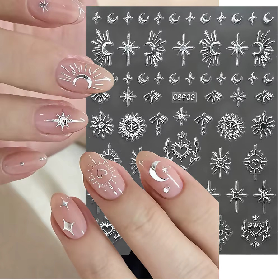 MAFANAILS Nail Art Sticker, Silber, Metallic, Unisex - Bild 2