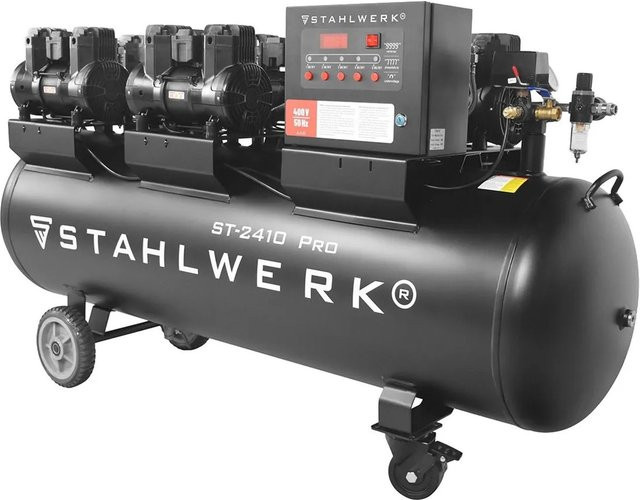 STAHLWERK Druckluftkompressor 1250 in Schwarz mit 240 l Kessel und 10 Bar Druck - Bild 1