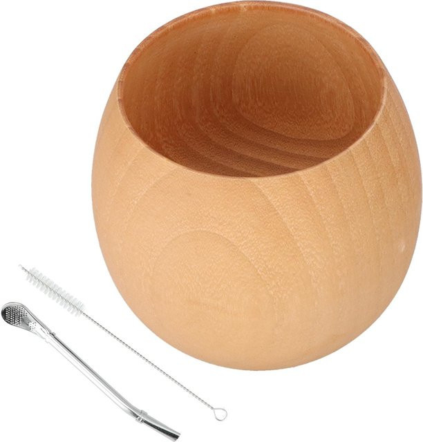 Fishine Teeservice aus Holz in Lichtbraun mit Teetasse, Reinigungsbürste und Löffel - Bild 1