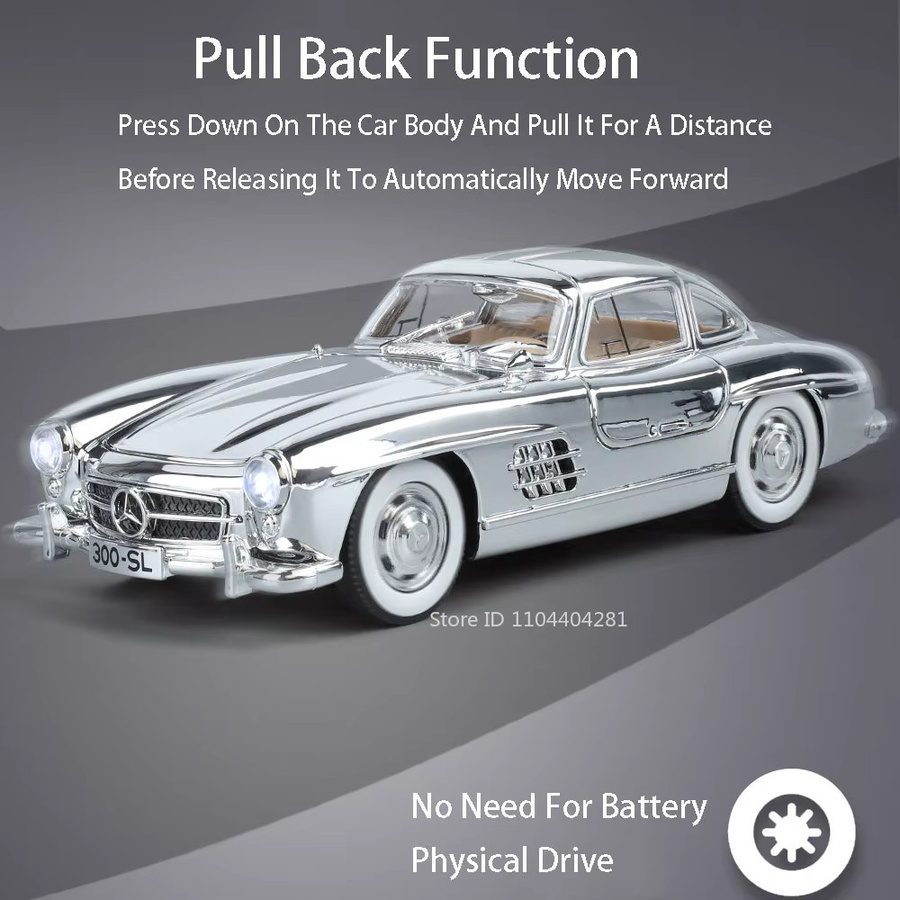 RMZ city 300SL 500K Oldtimer, Miniaturmodell, 1:24, Metall, Licht und Sound - Bild 2