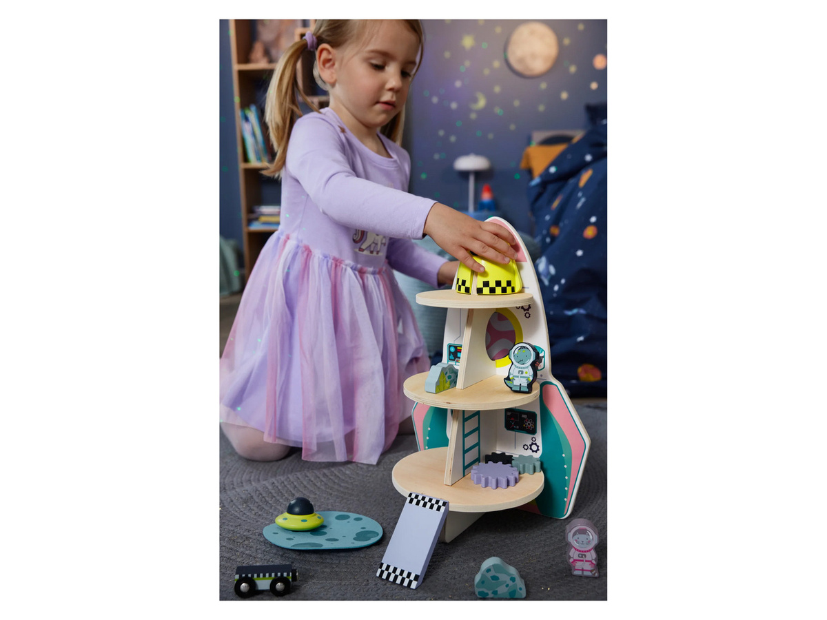 PLAYTIVE Holzrollenspielzeug Rakete Weltraum 10-teiliges Set ab 2 Jahren - Bild 2